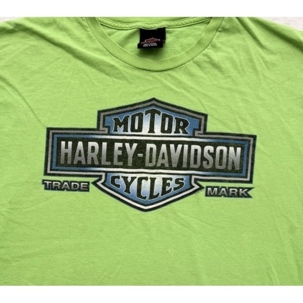 Harley-Davidson Shirt Mens 3XL Green Orlando Shield Flames Chrome Motorcycles